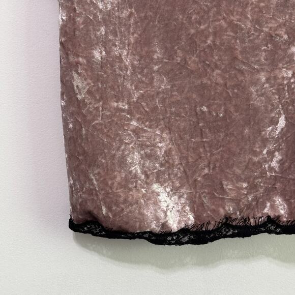 Guess Chela Cami Top L Crushed Velvet Pink‎ Lace Trim Festival Y2K Summer FLAW - Picture 4 of 11